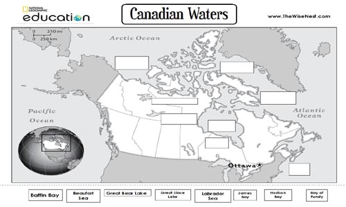 Canada Water Bodies to label