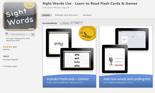 sight words app shot