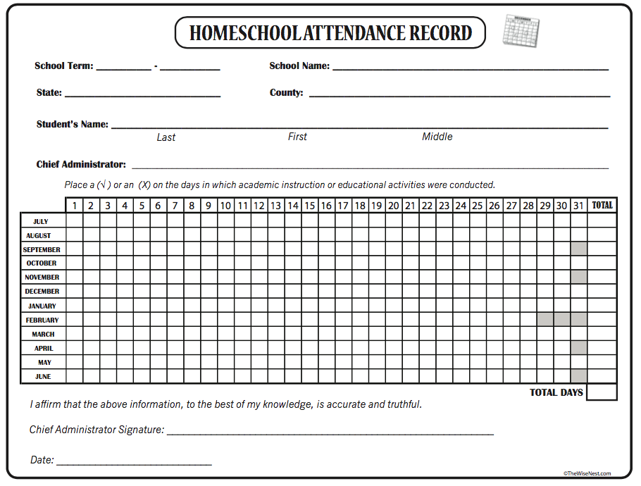 Attendance Record The Wise Nest Attendance Record The Wise Nest